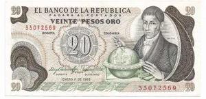 Billete Colombia De 20 Pesos Enero  Nice Grade