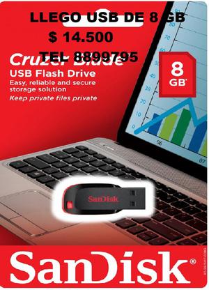 MEMORIA USB 8 GB SANDISK ¡ PROMOCION !