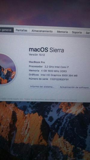 Macbook Pro Corei7 de 15. Pulgadas