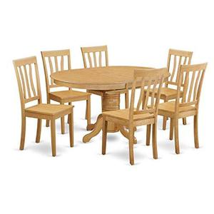 Este-oeste Muebles Avat7-oak-w 7 Piezas Mesa De Comedor, Ac