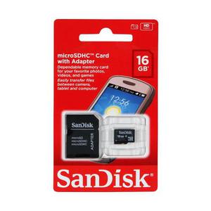 Memoria Microsd Sandisk 16 Gb + Adaptador