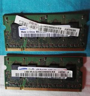 2 Memorias RAM DDR2 de 1 GB cada una