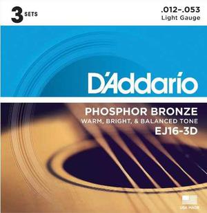 D'addario Ej16-3d Phosphor Bronze Cuerdas De Guitarra