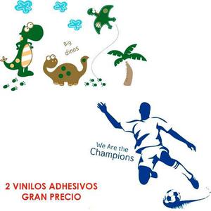 Vinilo Autoadhesivo Futbol + Dinosaurio Decorativo