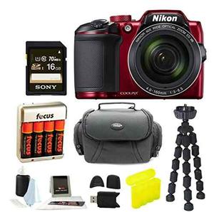 Cámara Digital Nikon Coolpix B500 (rojo) Con Tarjeta De