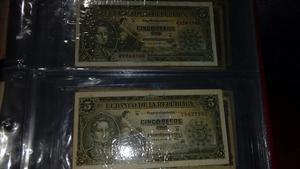 Billetes Antiguos de 5 Pesos