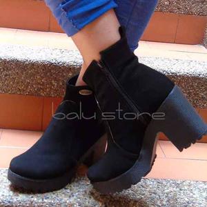 Botines Bajos En Nobuk Con Plataforma