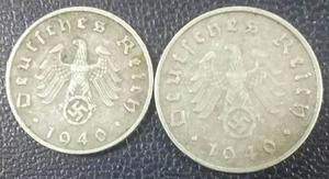 Alemania Tercer Reihc Duo De Monedas De 5 Y 10 Reichspfennig