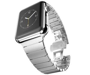 PULSO NEGRO Y PLATA 42MM APPLE WATCH ESLABONES ACERO