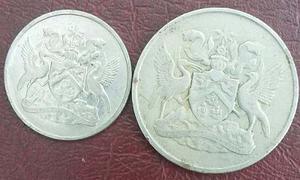Trinidad Y Tobago Duo De Monedas De 10 Y 25 Centavos