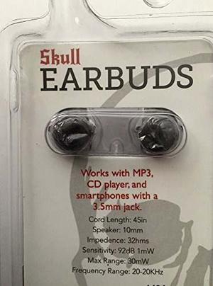 Skull With Hat Earbuds - Silver Color ~ In-ear, !