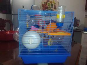 Jaula para hamsters de dos pisos con accesorios