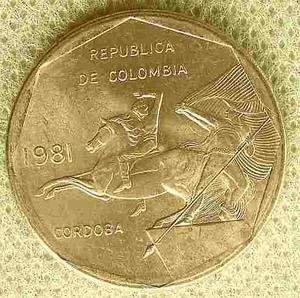 Moneda Colombia Lanceros  Brillante Letras Anchas