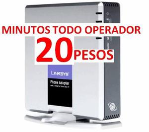 Minutos Voip $ 20 Pesos A Todo Operador Móvil Y Fijos