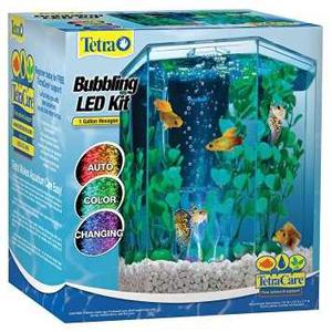 Tetra Hexágono Acuario Kit Con Led Pelele, 1 Galón