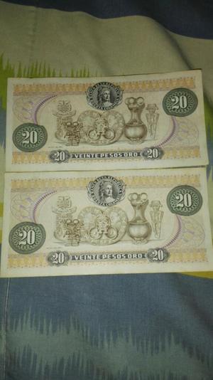 Billetes de 20 Pesos Oro