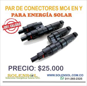 PAR DE CONECTORES MC4 EN Y PARA PANEL SOLAR, ENERGIA SOLAR