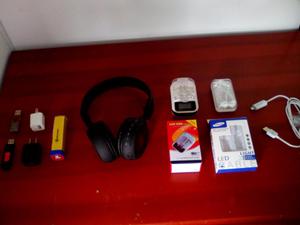 Diadema bluetooth, cargadores, memorias, cables usb