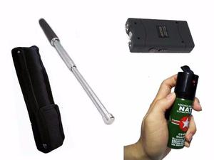 4 Kit Defensa Personal Taser + Tambo + Gas Pimienta + Carnet
