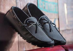 Nuevo Zapato Mocasin Lona Fabrics Tech Negra F.nebuloni