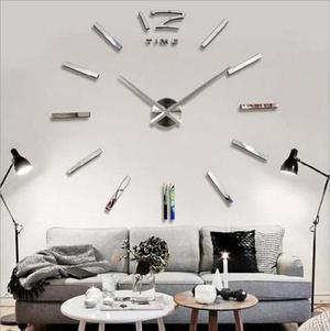 Looyuan Diy Reloj De Pared Grande 3d Espejo Del Metal De La