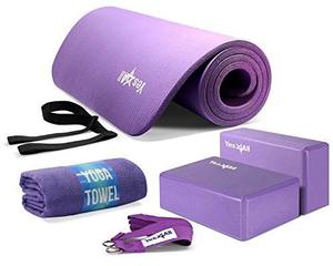 Kit De Yoga Yes4all Incluye Bloque Mat Toalla Y Correa