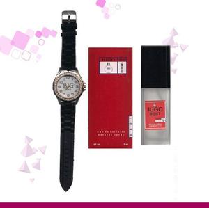 Loción Perfume Inspirado Hugo Boss + Reloj Negro