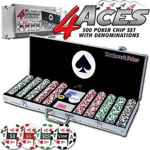 Set De Fichas 4 Ases Con Estuche De Aluminio Poker