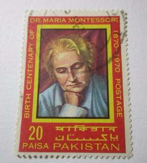 Dr Maria Montessori Pakistan 20 Paisa Sello L16