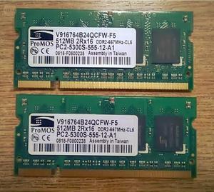 Vendo 2 memorias RAM 512MB 2Rx16 DDR MHzCL5Marca proMOS