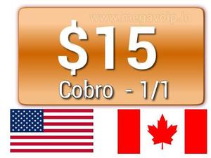 Minutos Usa Y Canada $15 Cobro 1/1 Voip