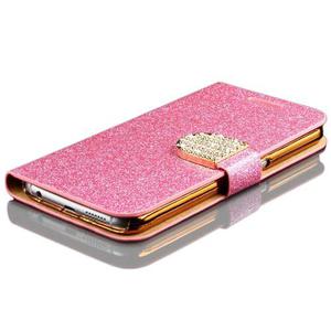 Tapa Diamante Bling Glitter Pu Cuero Billetera Stand Caso C