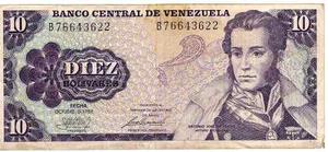 Billete De Venezuela De Diez Bolivares