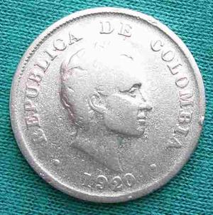 Moneda Colombia 20 Centavos  En Plata.900
