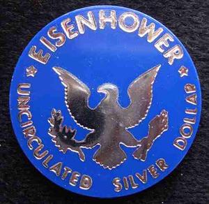 Token Medalla Usa Eisenhower Plastic Silver Dollar Mint Blue