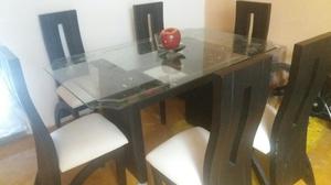 Vendo Comedor 6 Puestos, Mesa de Vidrio