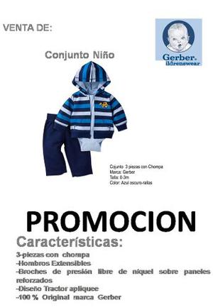 Gerber Conjunto Niño 3 Piezas Con Chompa