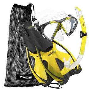 Phantom Aquatics Adult Mask Snorkel Set Con Bolsa De Mall...