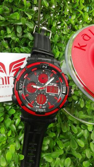 Reloj Kairos Negro Rojo Sumergible