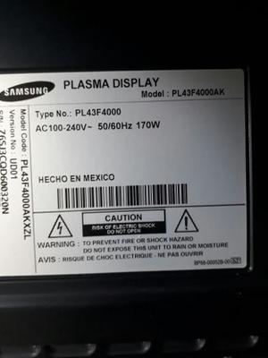 Tv Samsung Plasma De 43 Pulgadas 2 Hdmi 1 Usb 1 Audio