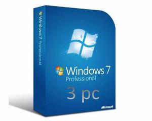 Windows 7 Pro Professional Licencia Original Para 3 Pc
