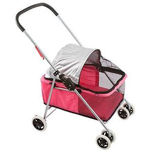 Small Pink Folding Dog Stroller