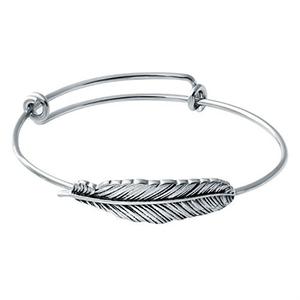 Brazalete De Plata Para Mujer Con Aplique De Pluma Goodyce