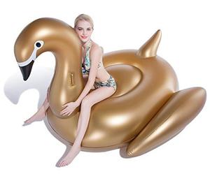 Flotador De Piscina Jasonwell® Cisne Oro Inflable Gigante,