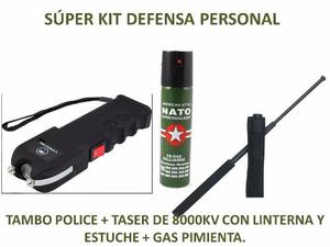 Kit Defensa Personal Combo Taser 8mil + Tambo + Gas Pimienta