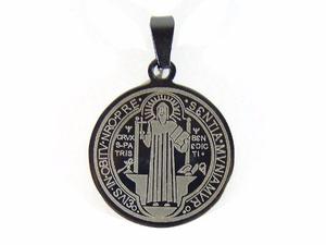 Medalla San Benito Acero Inoxidable 2.6cm - Color Negro