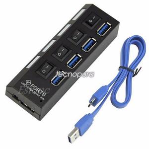 Hub / Switch Usb 3.0 - 4 Puertos Interruptor On / Off 5 Gbps