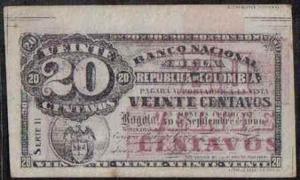 Banco Nacional 20 Centavos 30 Sep  P265 Serie H