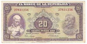 Billete Colombia 20 Pesos Enero 2 De  #  Crispy