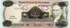 Billete De Nicaragua De 500 Cordobas